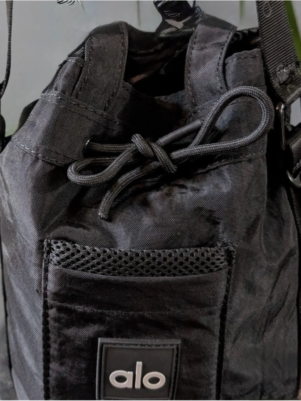 ALO Yoga Black Crossbody Drawstring Bucket Bag